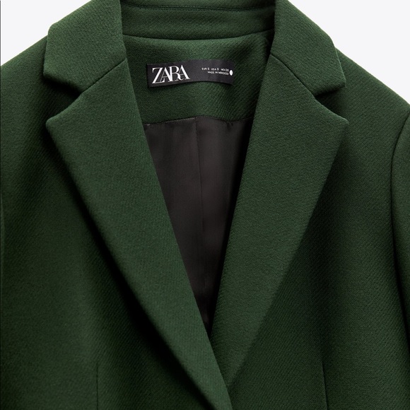 NWT ZARA Menswear Style Wool Coat Green XXL Blogger’s Favorite - Picture 9 of 11